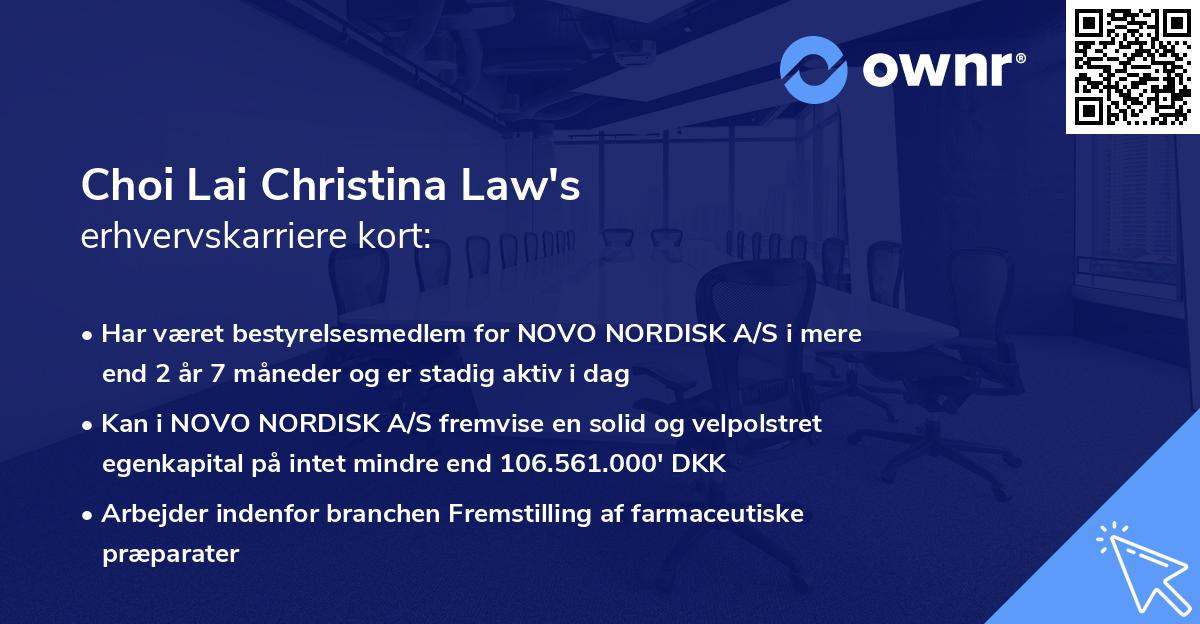 Choi Lai Christina Law's erhvervskarriere kort