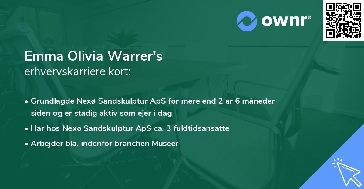 Emma Olivia Warrer's erhvervskarriere kort