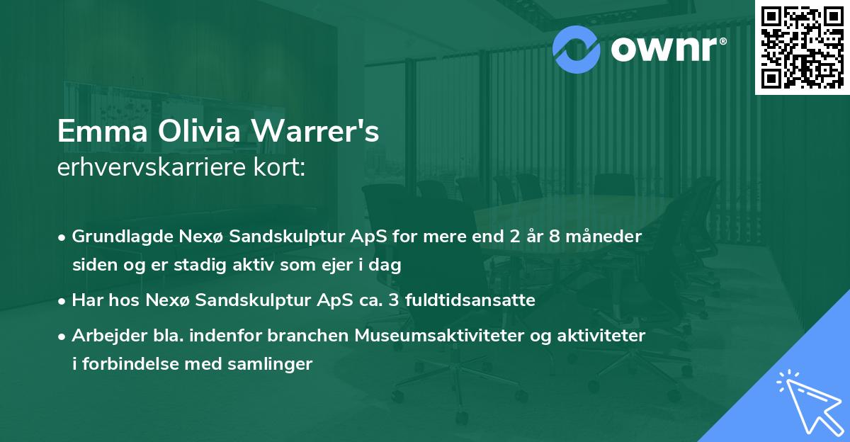 Emma Olivia Warrer's erhvervskarriere kort