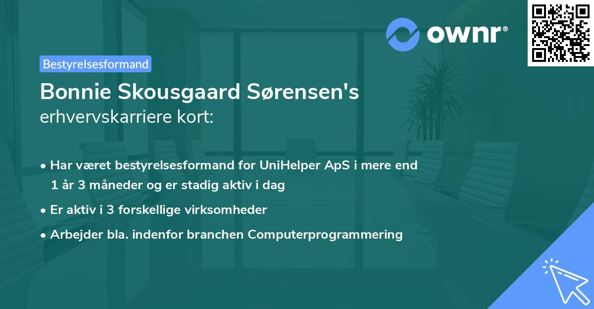 Bonnie Skousgaard Sørensen's erhvervskarriere kort