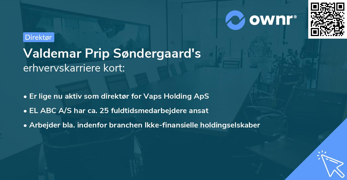 Valdemar Prip Søndergaard's erhvervskarriere kort