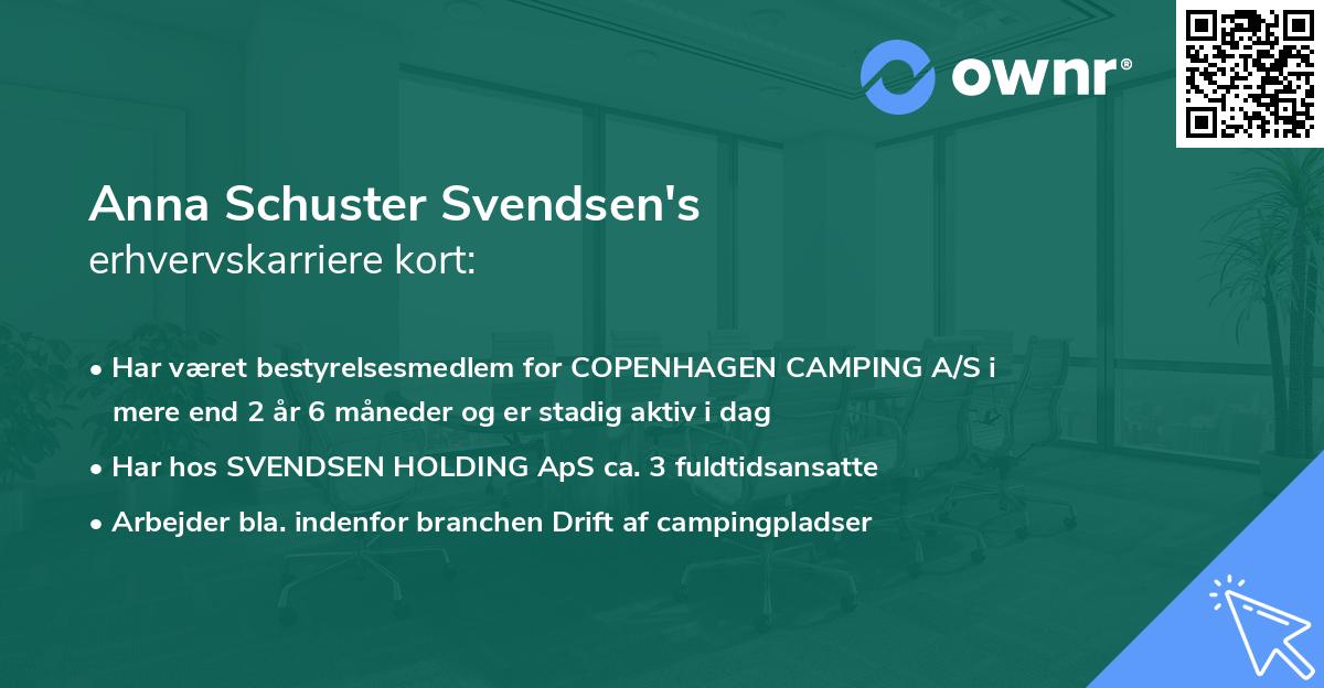 Anna Schuster Svendsen's erhvervskarriere kort
