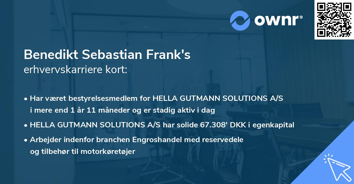 Benedikt Sebastian Frank's erhvervskarriere kort