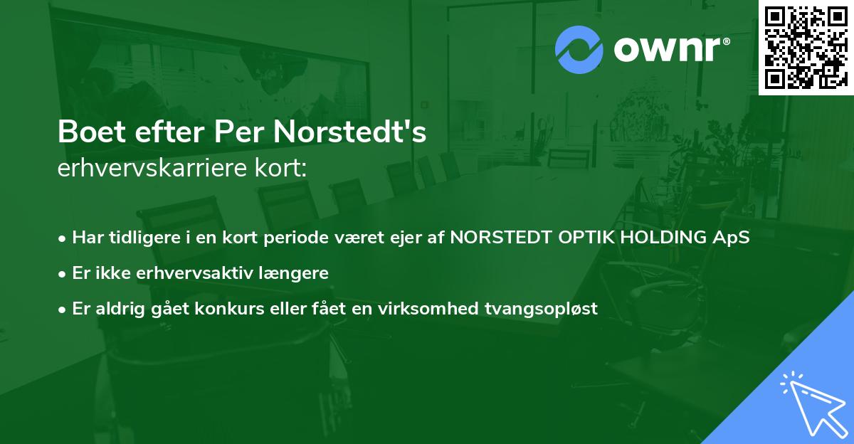 Boet efter Per Norstedt's erhvervskarriere kort