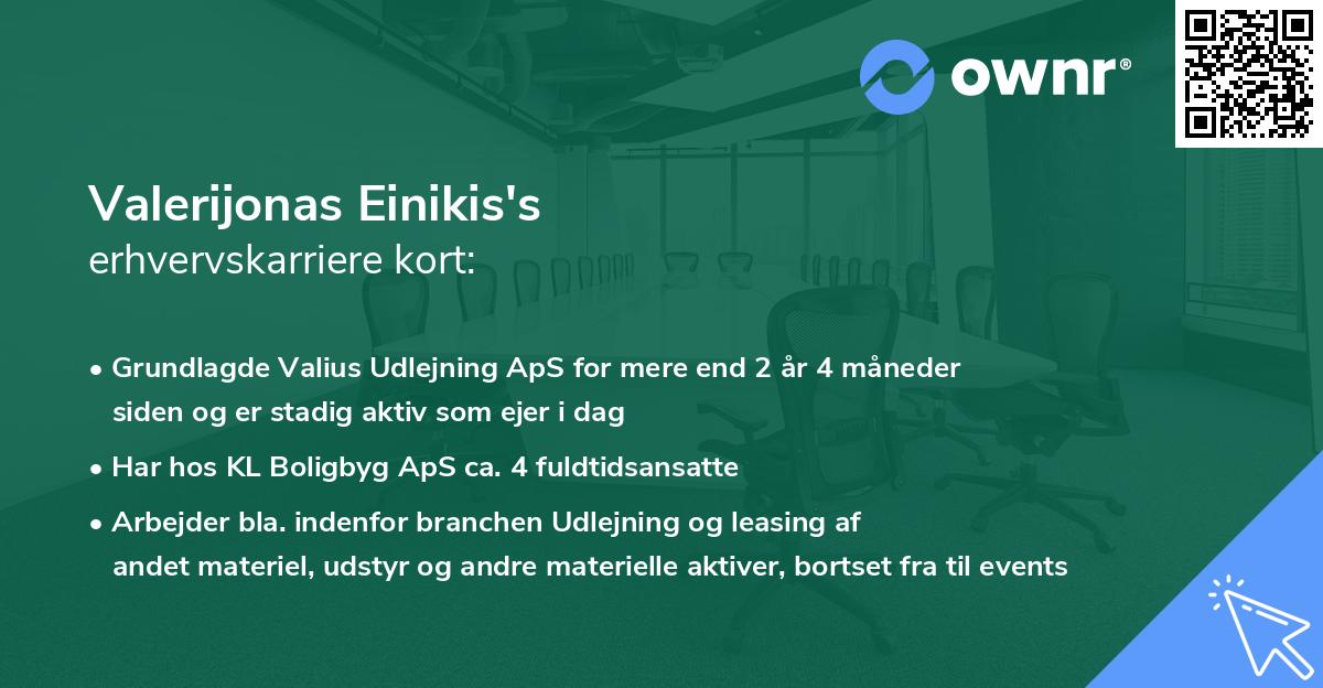 Valerijonas Einikis's erhvervskarriere kort