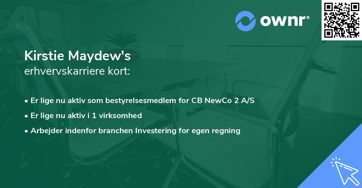 Kirstie Maydew's erhvervskarriere kort