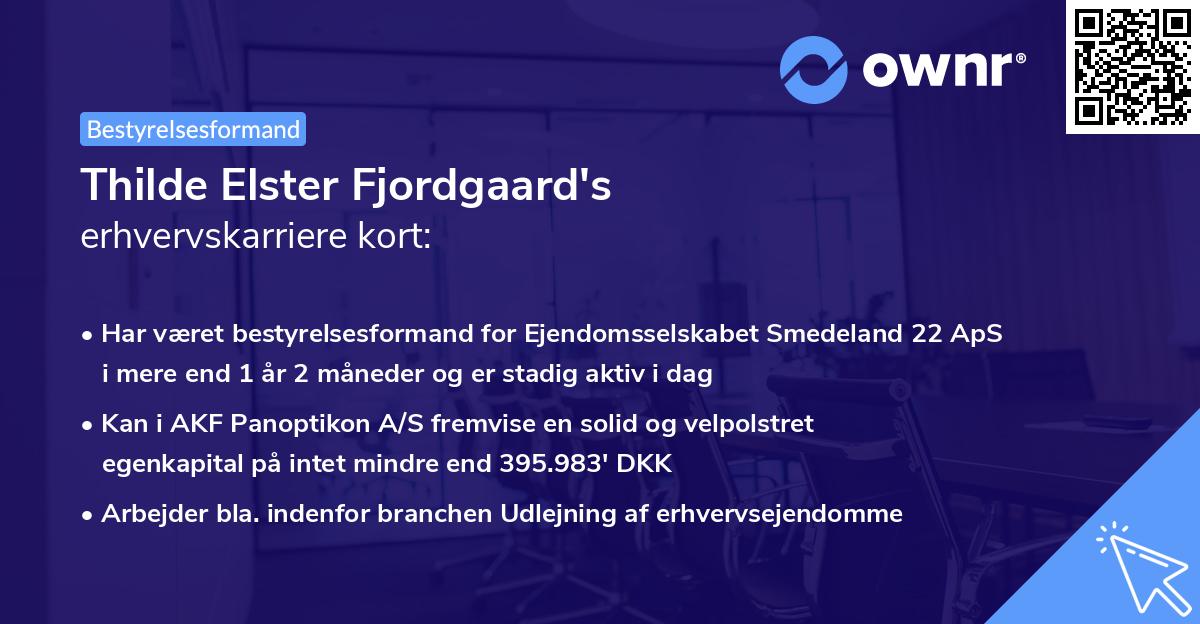 Thilde Elster Fjordgaard's erhvervskarriere kort