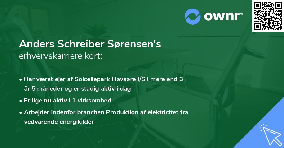 Anders Schreiber Sørensen's erhvervskarriere kort