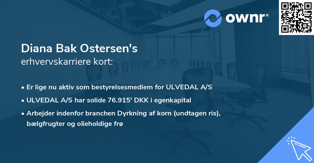 Diana Bak Ostersen's erhvervskarriere kort