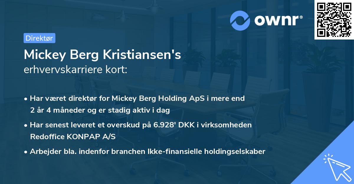 Mickey Berg Kristiansen's erhvervskarriere kort