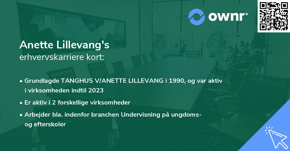 Anette Lillevang's erhvervskarriere kort