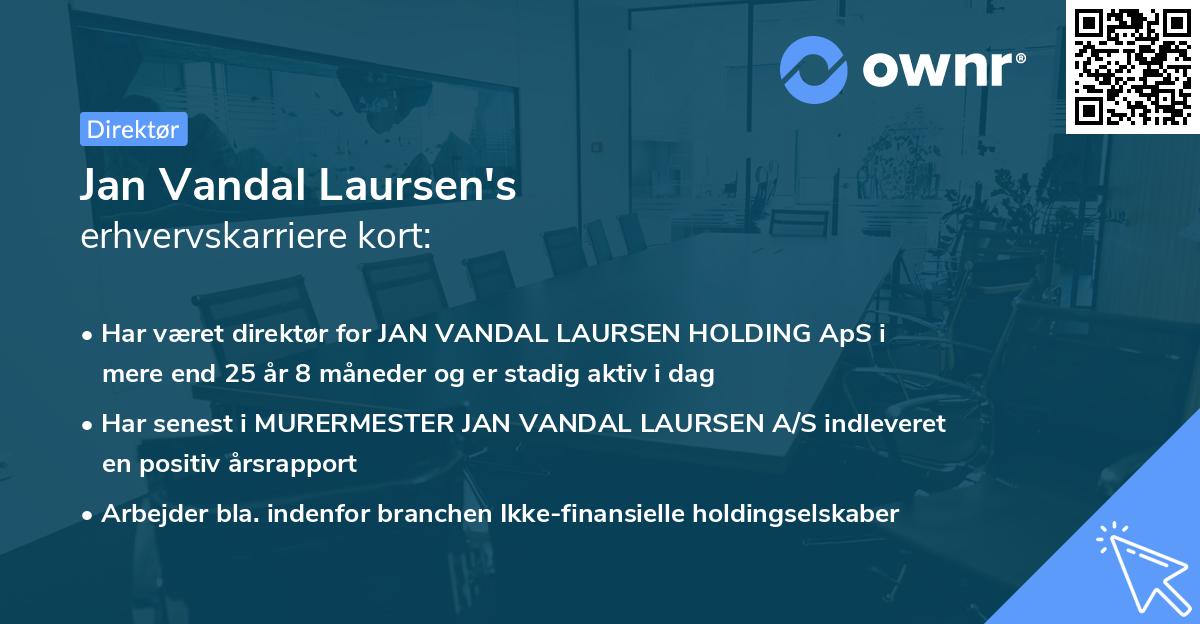 Jan Vandal Laursen's erhvervskarriere kort