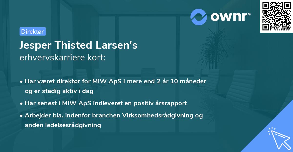 Jesper Thisted Larsen's erhvervskarriere kort