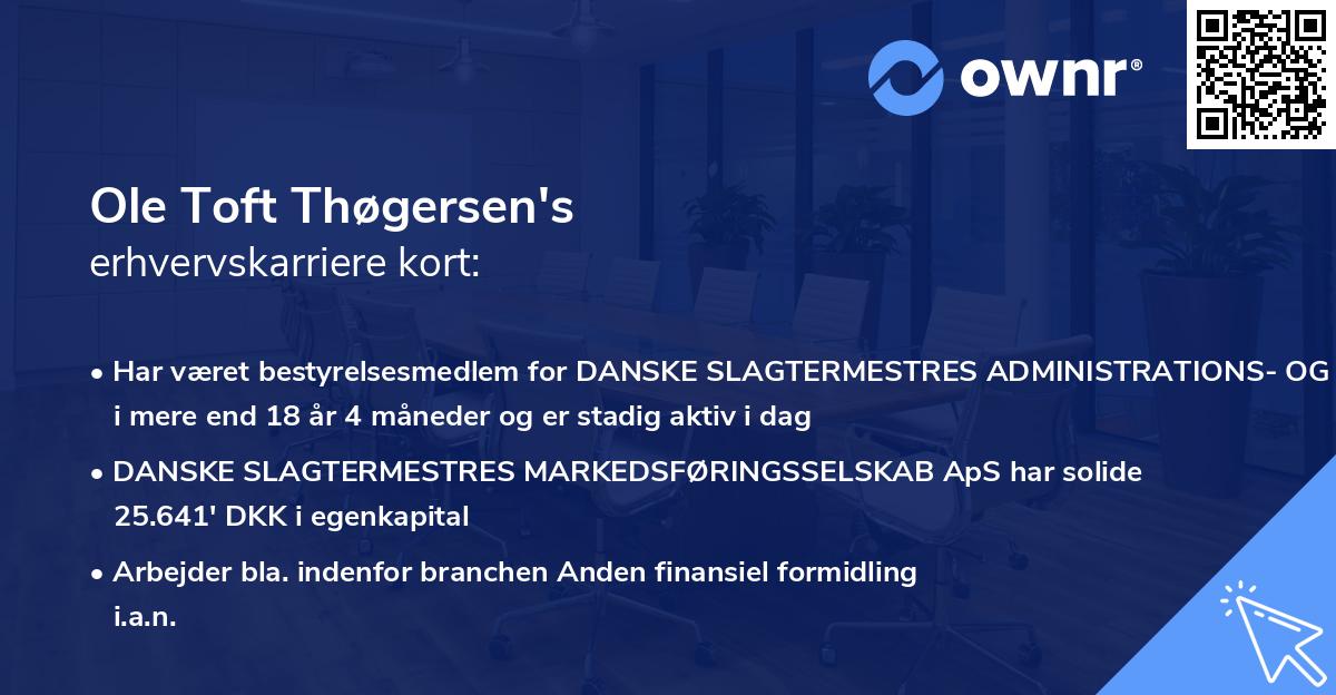 Ole Toft Thøgersen's erhvervskarriere kort