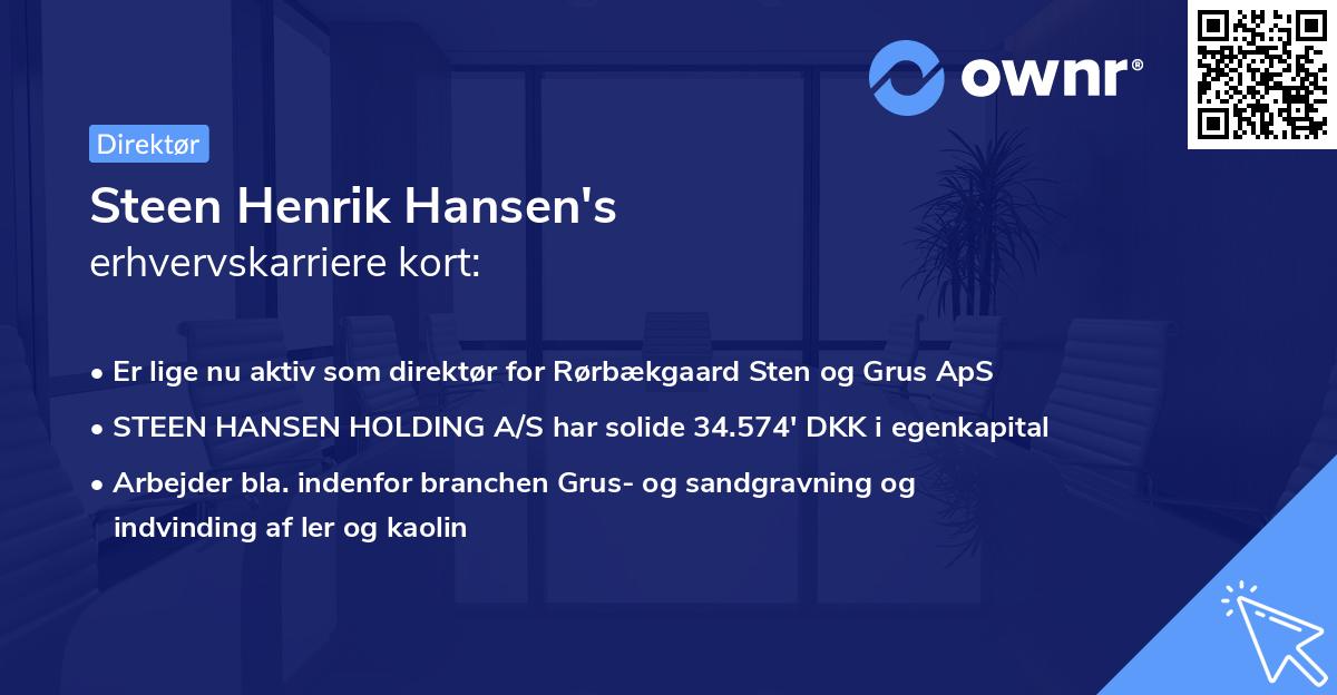 Steen Henrik Hansen's erhvervskarriere kort
