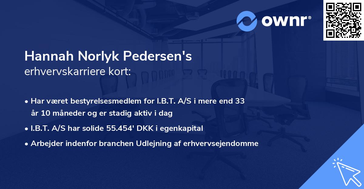 Hannah Norlyk Pedersen's erhvervskarriere kort
