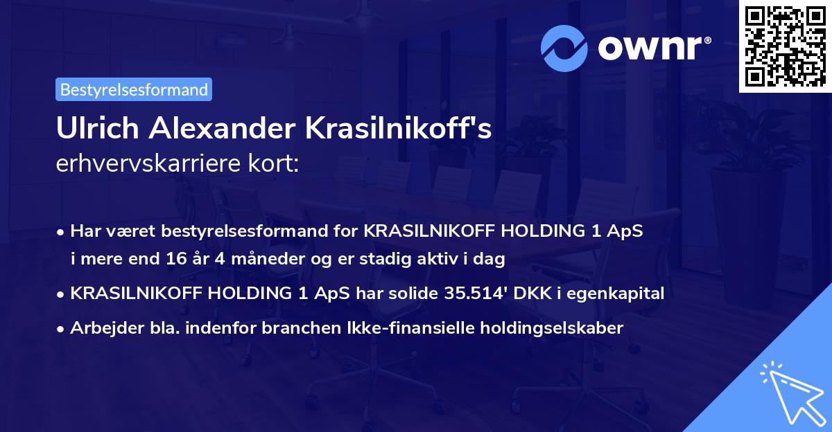Ulrich Alexander Krasilnikoff's erhvervskarriere kort