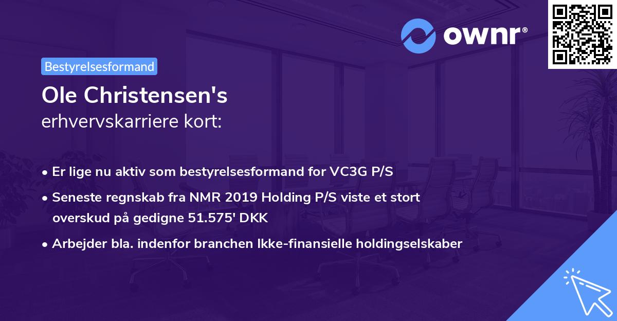 Ole Christensen's erhvervskarriere kort