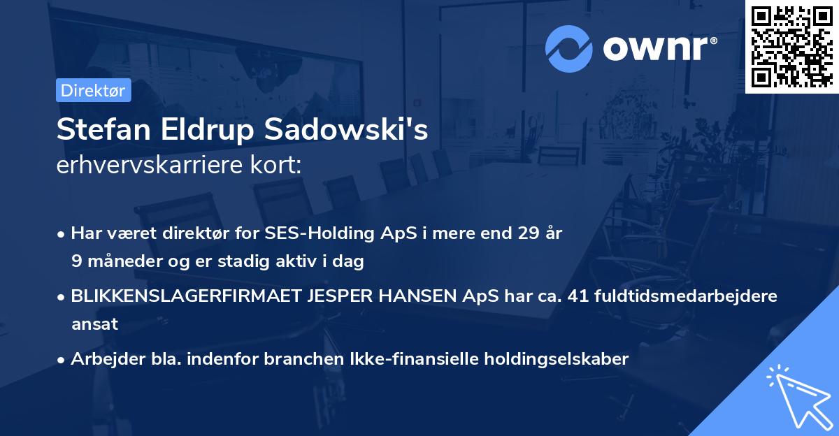 Stefan Eldrup Sadowski's erhvervskarriere kort