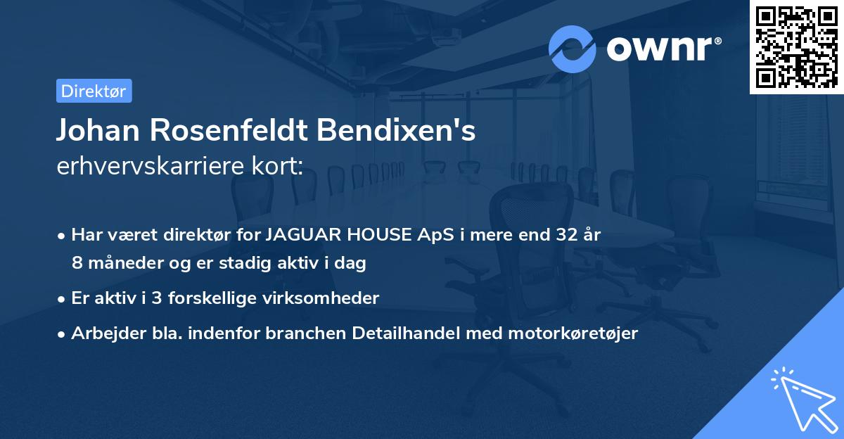 Johan Rosenfeldt Bendixen's erhvervskarriere kort