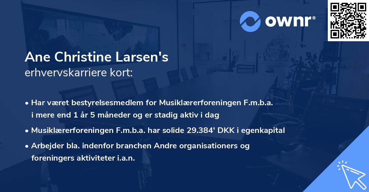 Ane Christine Larsen's erhvervskarriere kort