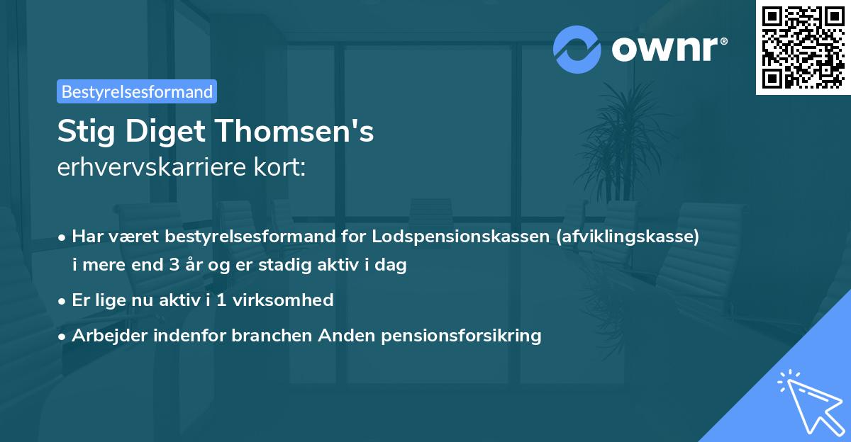 Stig Diget Thomsen's erhvervskarriere kort
