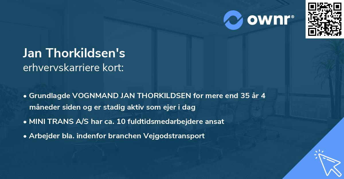 Jan Thorkildsen's erhvervskarriere kort