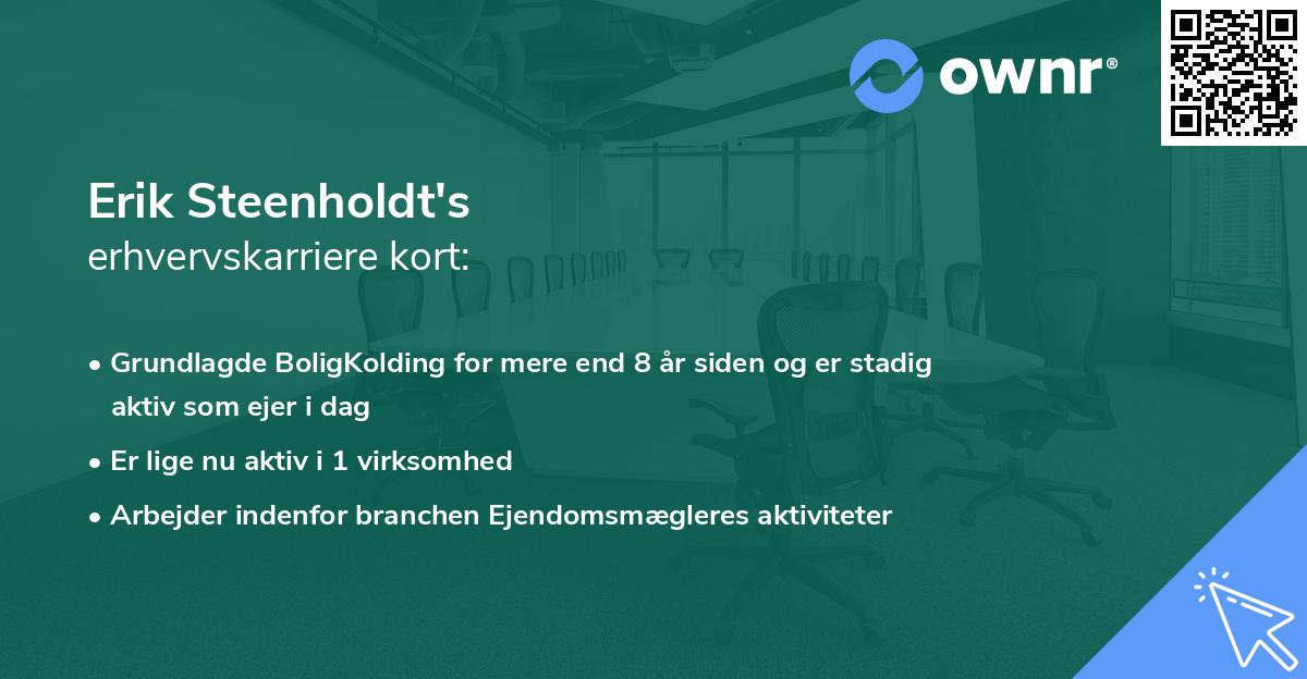 Erik Steenholdt's erhvervskarriere kort