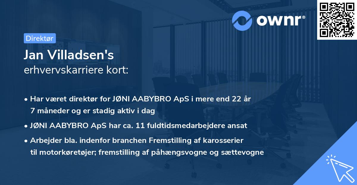 Jan Villadsen's erhvervskarriere kort