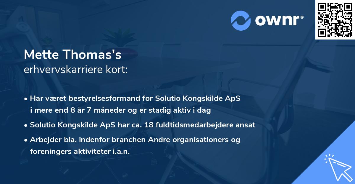 Mette Thomas's erhvervskarriere kort
