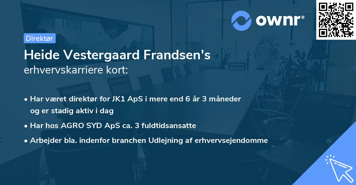 Heide Vestergaard Frandsen's erhvervskarriere kort