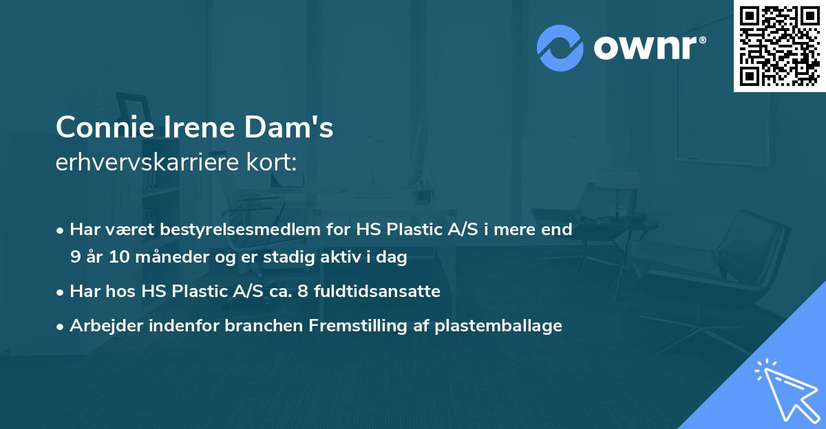 Connie Irene Dam's erhvervskarriere kort