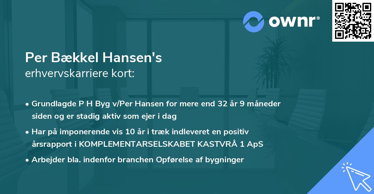 Per Bækkel Hansen's erhvervskarriere kort