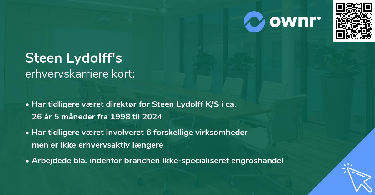 Steen Lydolff's erhvervskarriere kort