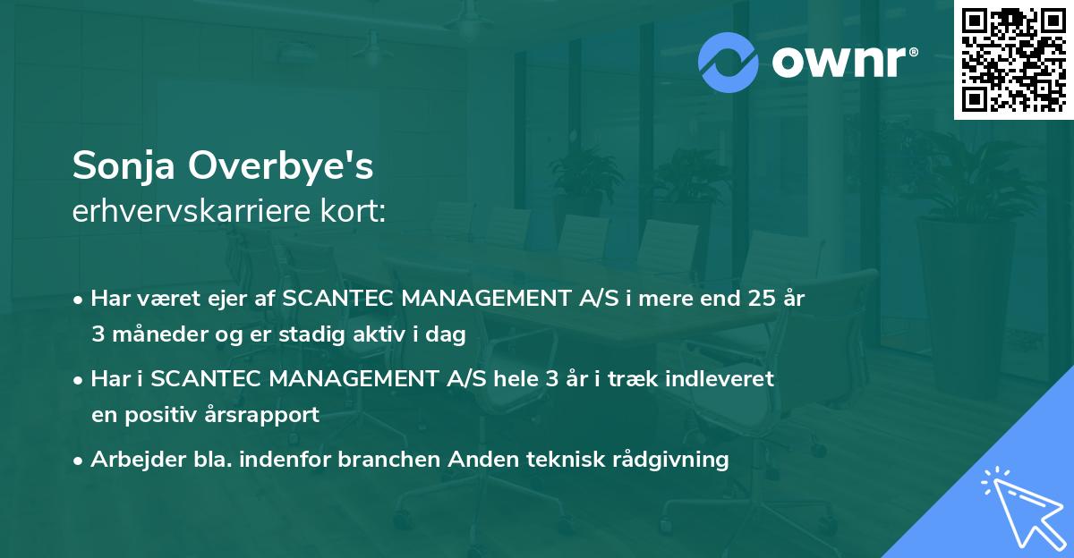 Sonja Overbye's erhvervskarriere kort