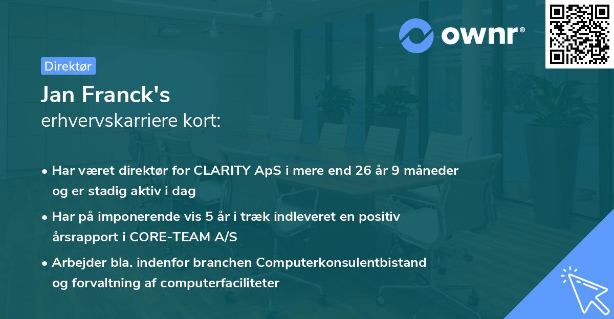 Jan Franck's erhvervskarriere kort