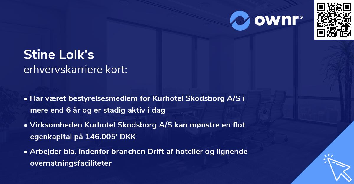 Stine Lolk's erhvervskarriere kort