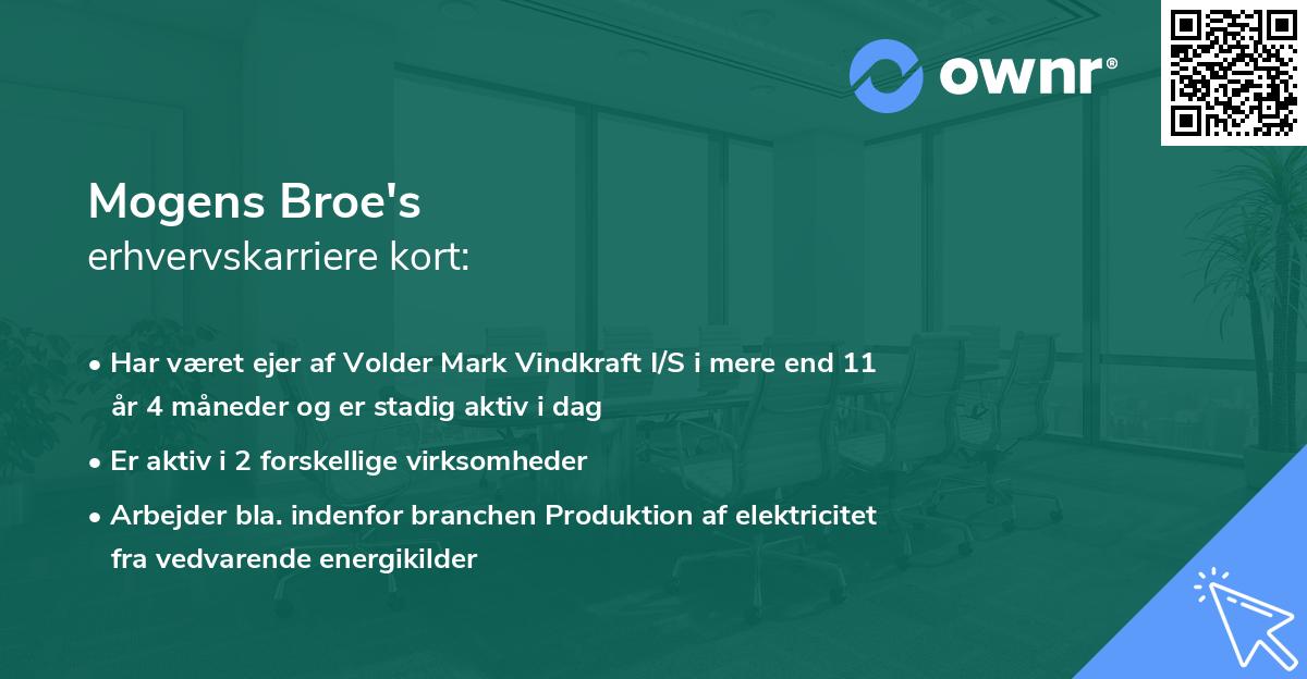 Mogens Broe's erhvervskarriere kort