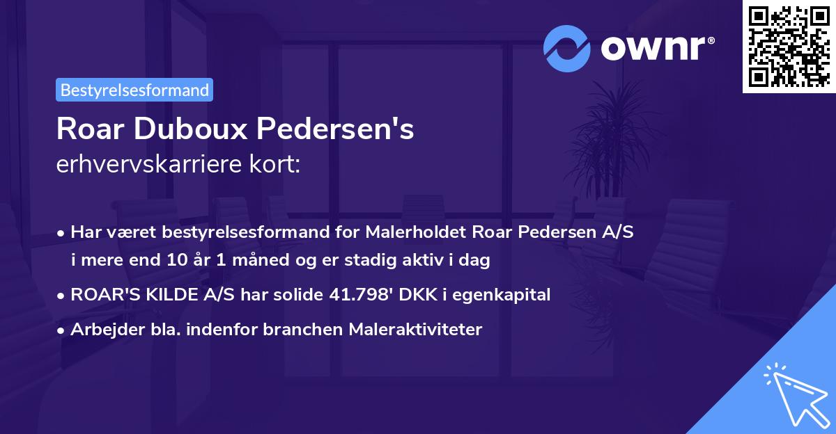 Roar Duboux Pedersen's erhvervskarriere kort