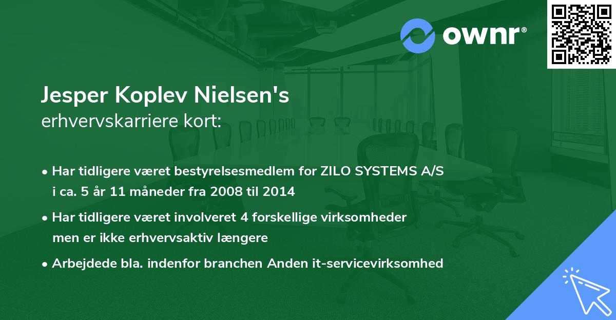 Jesper Koplev Nielsen's erhvervskarriere kort