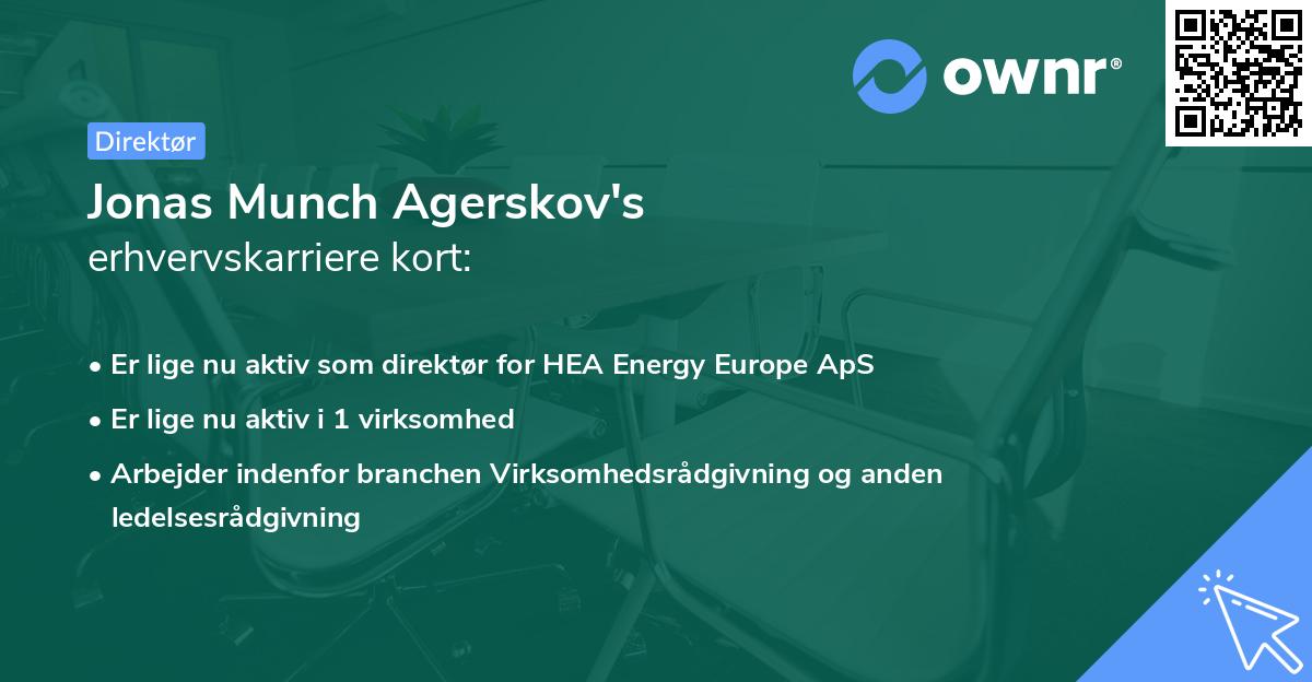 Jonas Munch Agerskov's erhvervskarriere kort