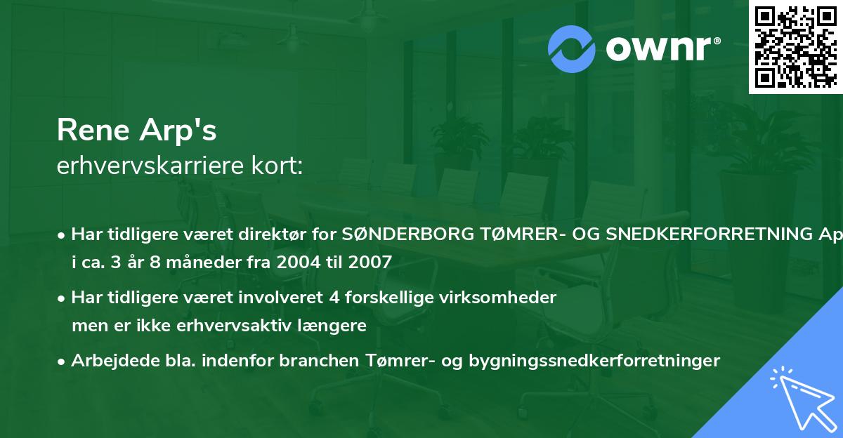 Rene Arp's erhvervskarriere kort