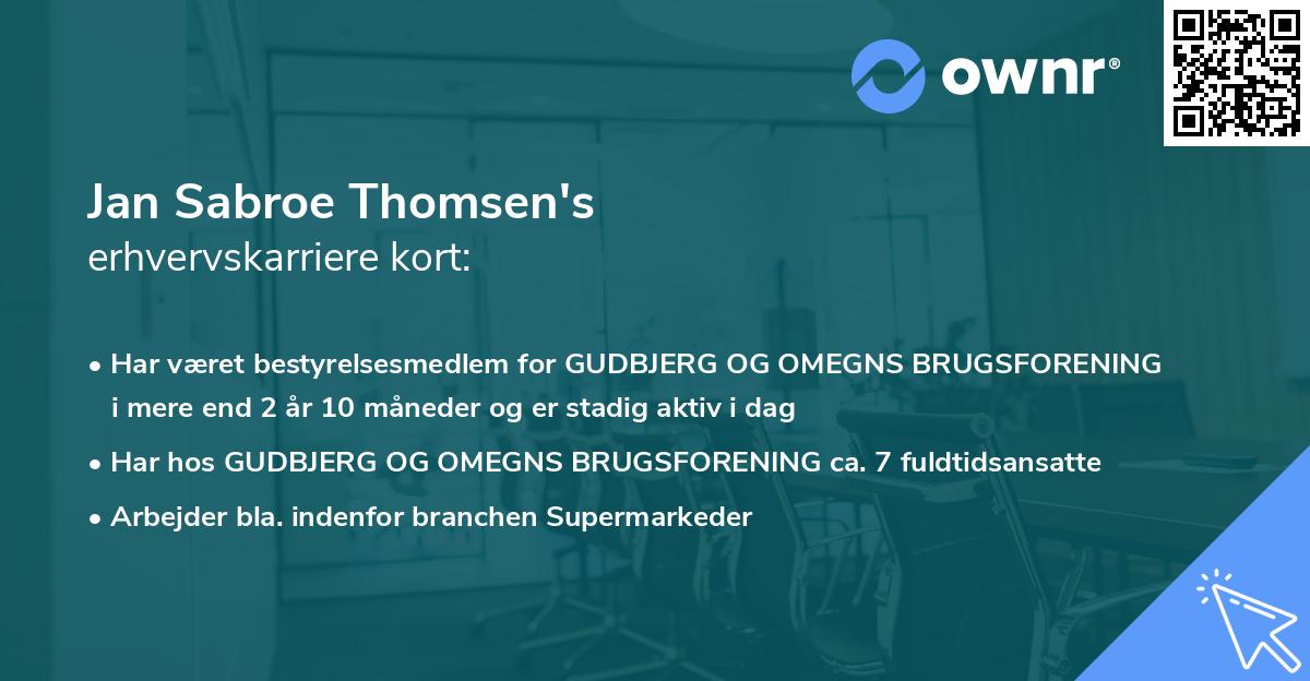 Jan Sabroe Thomsen's erhvervskarriere kort