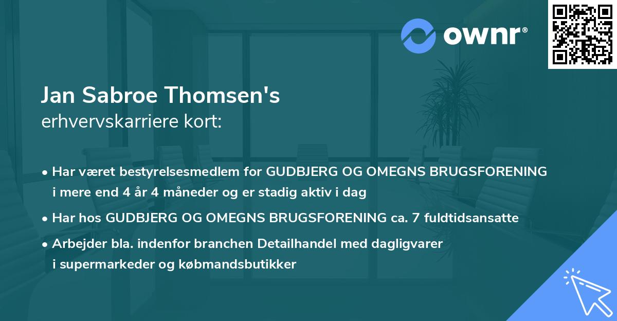 Jan Sabroe Thomsen's erhvervskarriere kort