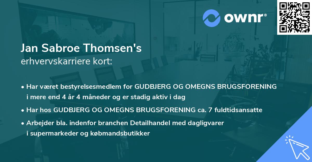 Jan Sabroe Thomsen's erhvervskarriere kort