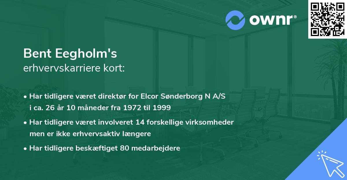 Bent Eegholm's erhvervskarriere kort