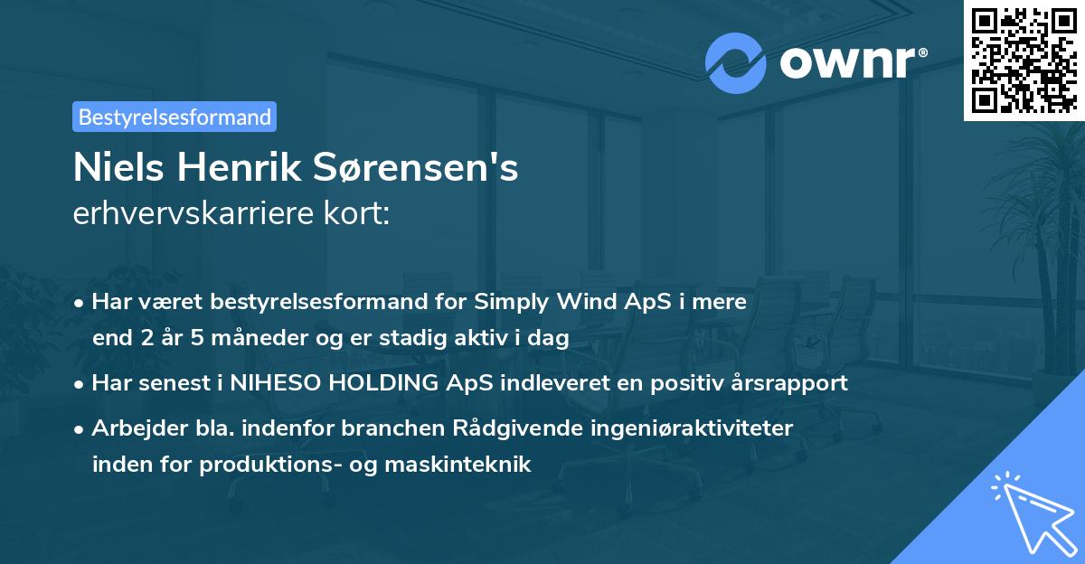 Niels Henrik Sørensen's erhvervskarriere kort