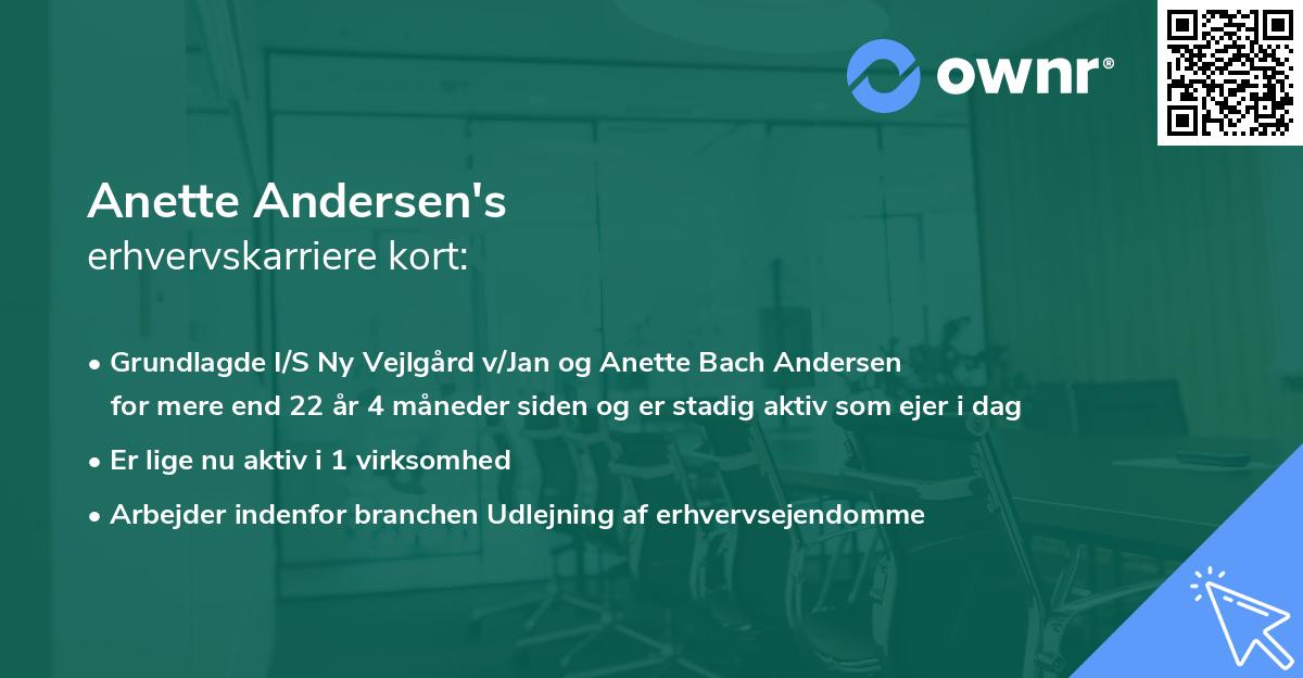 Anette Andersen's erhvervskarriere kort