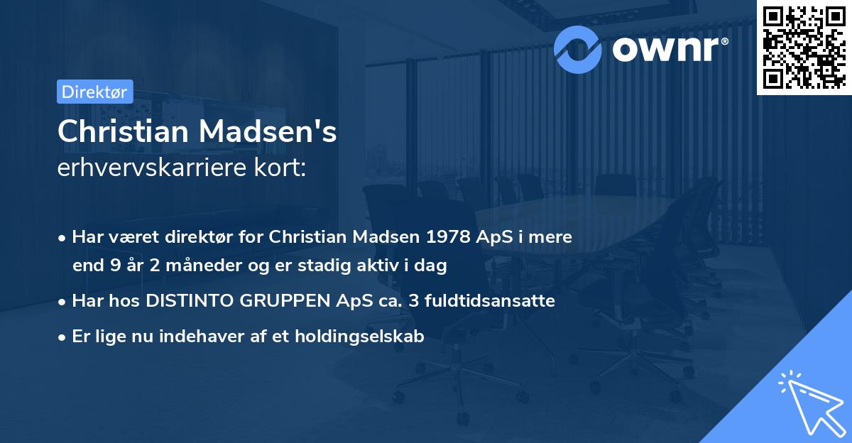 Christian Madsen's erhvervskarriere kort