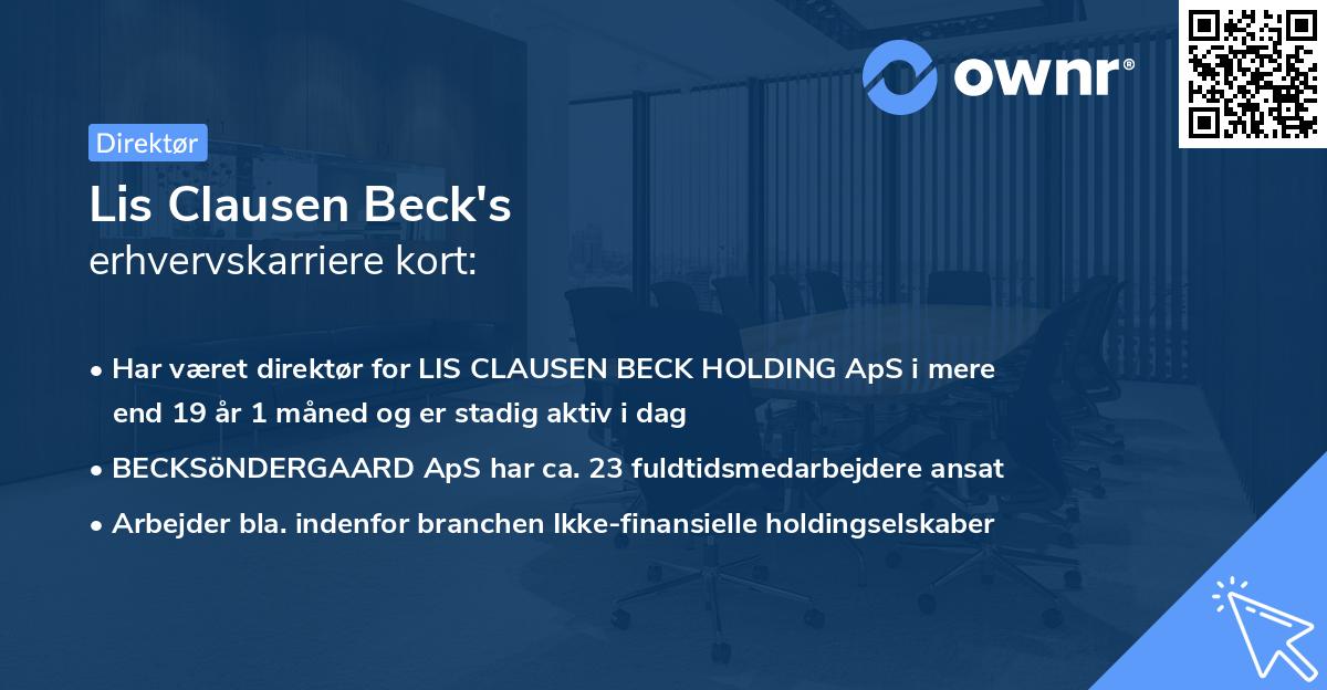 Lis Clausen Beck's erhvervskarriere kort